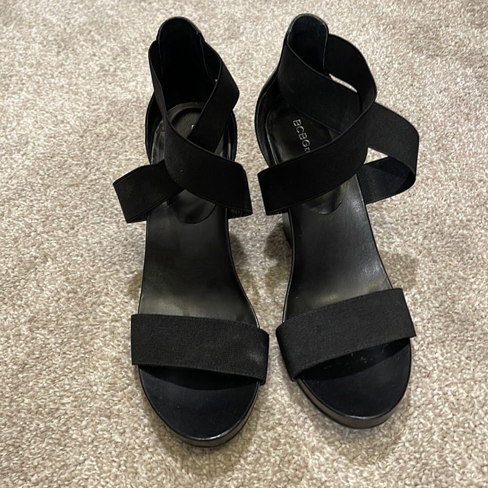 BCBGeneration Black Wedge Sandals